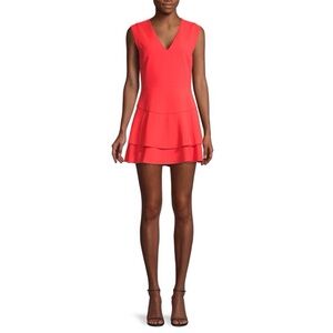 Alice + Olivia Palmira Dress Cocktail Deep V Ruffles Sz 8
